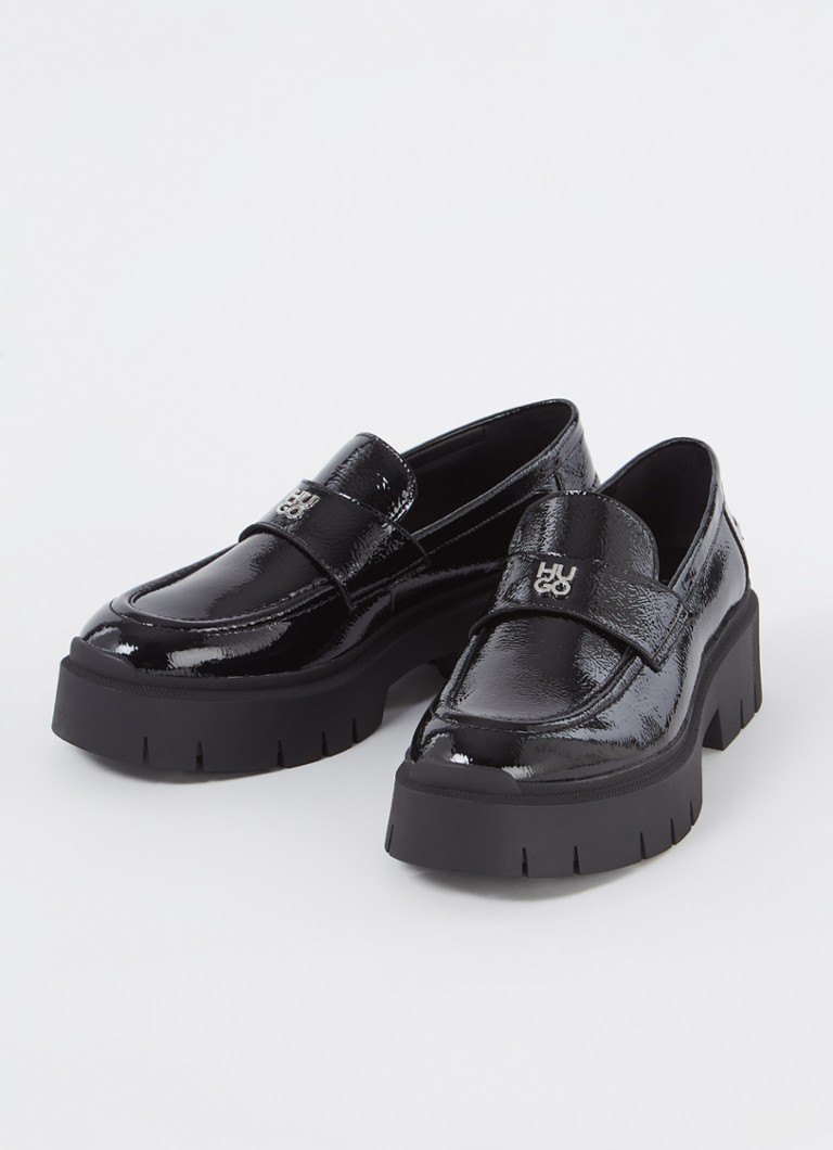 Mocasini HUGO BOSS Kris din piele lăcuită cu talpă cu platformă
