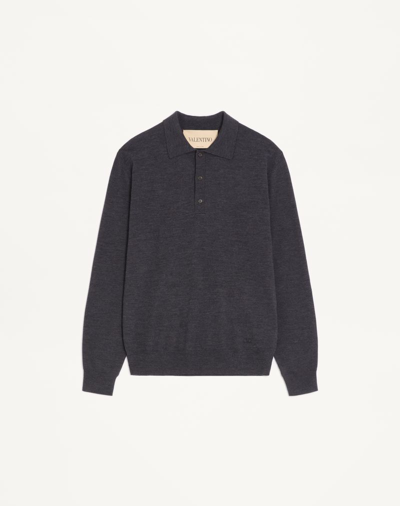 Valentino poloshirt van wol met V-logo borduurwerk