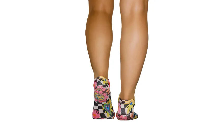 wigglesteps Damen Sneaker Socken FLOWER CHESS Rose