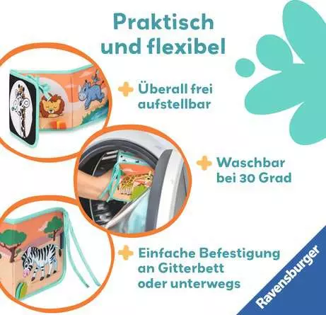 Play+ Mein allererstes Stoffbuch (für die Bauchlage): Wilde Tiere (Leporello)