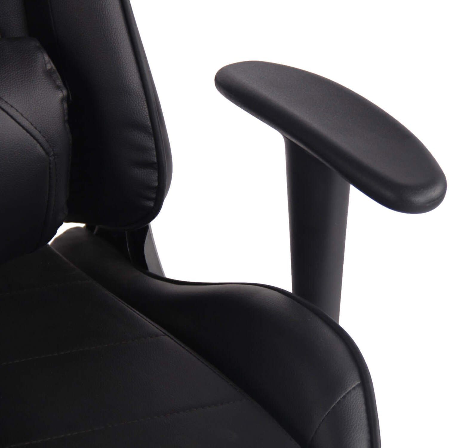TPFLiving Gaming-Stuhl Mirage mit bequemer Rückenlehne - höhenverstellbar und 360° drehbar (Schreibtischstuhl, Drehstuhl, Gamingstuhl, Racingstuhl, Chefsessel), Gestell: Kunststoff schwarz - Sitzfläche: Kunstleder schwarz/schwarz