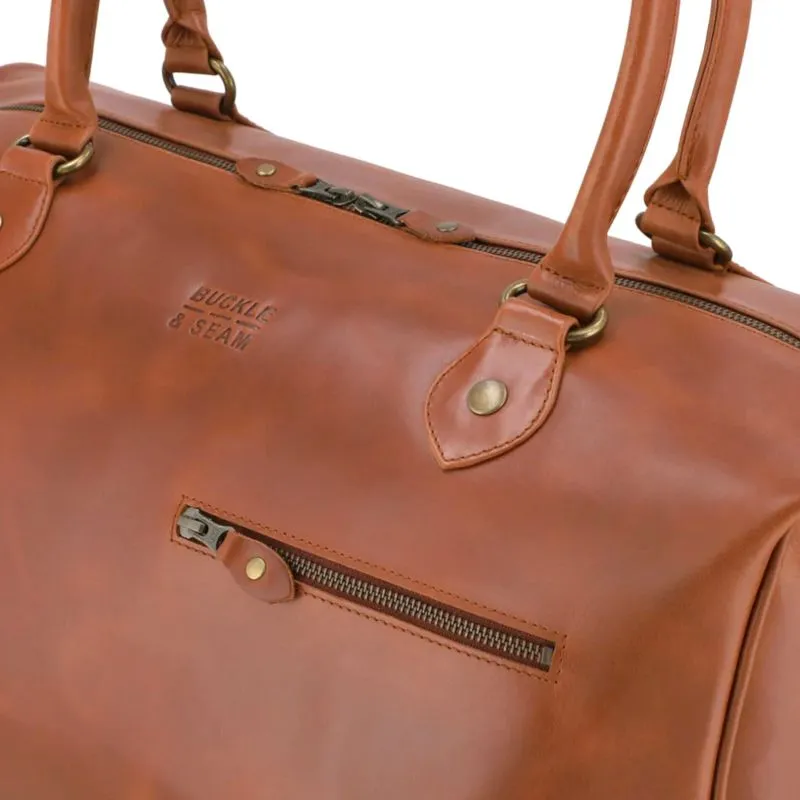Buckle & Seam Leder Weekender Linwood - Cognac \/ Blau