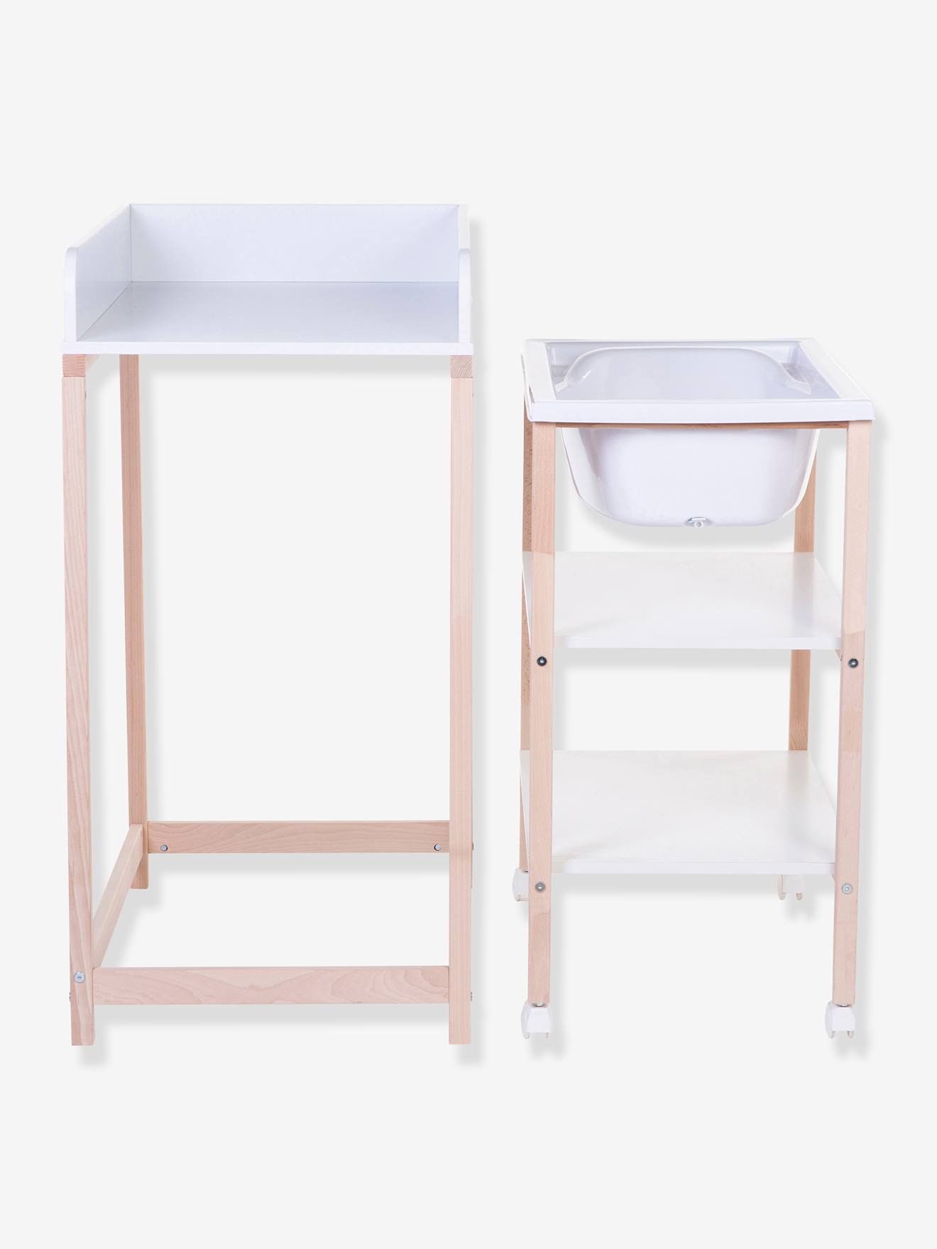 Table à langer avec baignoire intégrée CHILDHOME blanc/bois
