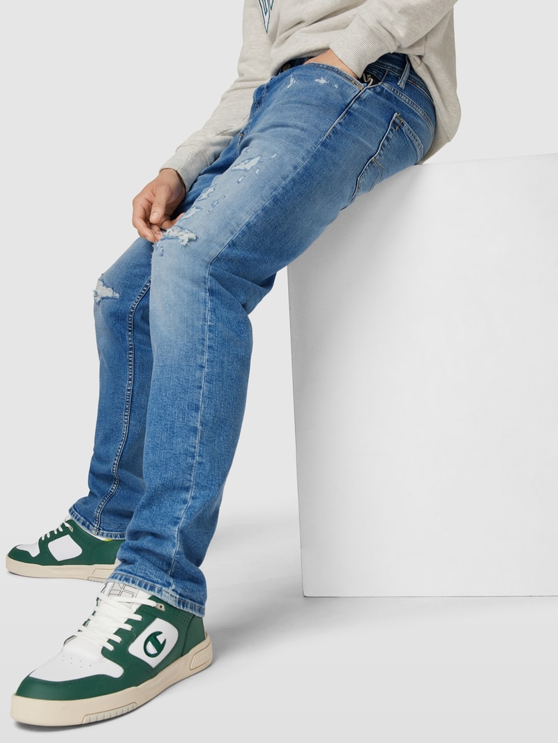 Skinny Fit Jeans im Destroyed-Look Modell 'GROVER' in dunkelblau