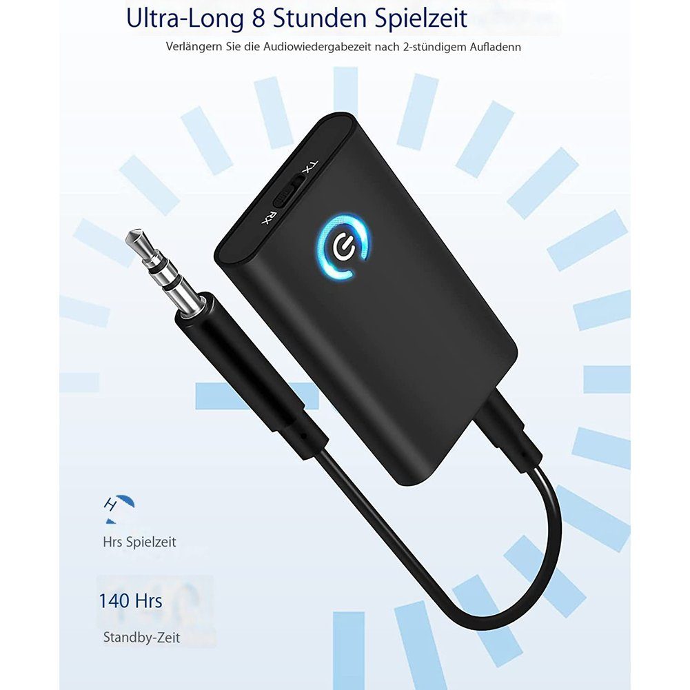 ELEKIN Bluetooth®-Sender Sender Bluetooth Adapter Audio 5.0 Bluetooth Empfänger Sender 2 in 1