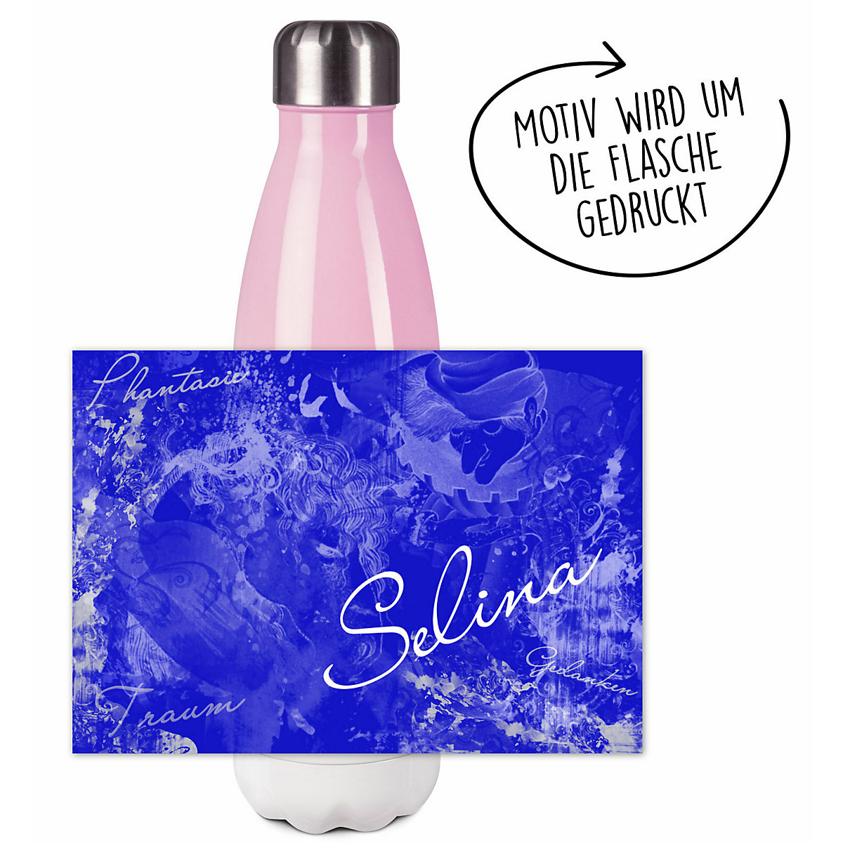 Edelstahl Kinder Thermoflasche / Trinkflasche bunt Traum Farbe blau Spülmaschinenfest, Auslaufsicher, Bruchfest, Doppelwandig, Für Heißgetränke geeignet, Mit Deckel, Isoliert