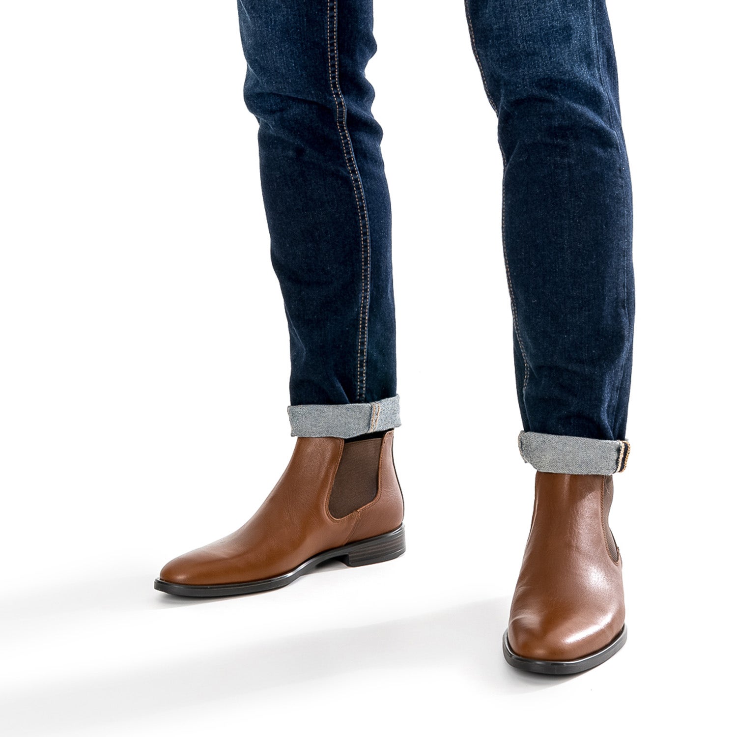 Chelsea boots ERAM FLEX cognac en cuir éco-conçu