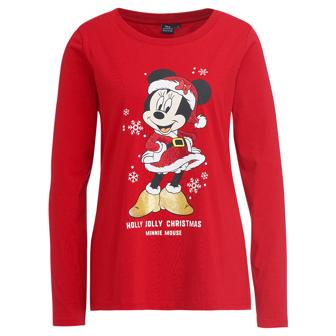 Minnie Maus Weihnachtslangarmshirt mit Print rot