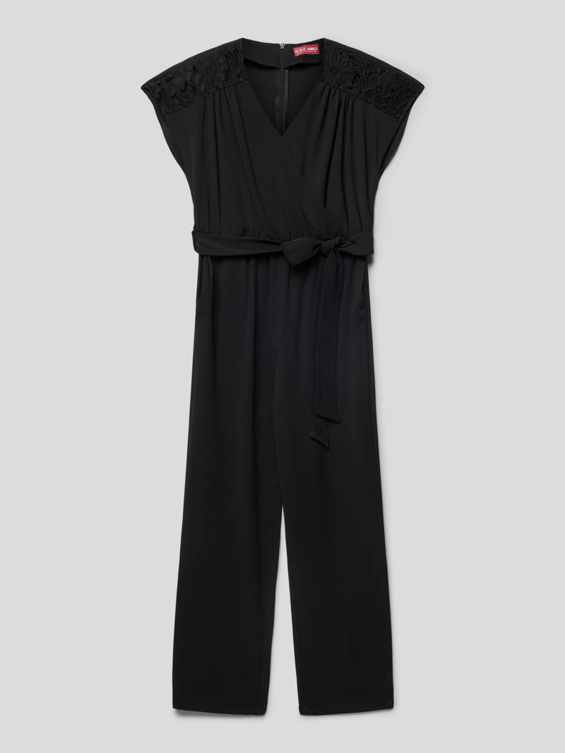 Jumpsuit mit V-Ausschnitt in schwarz