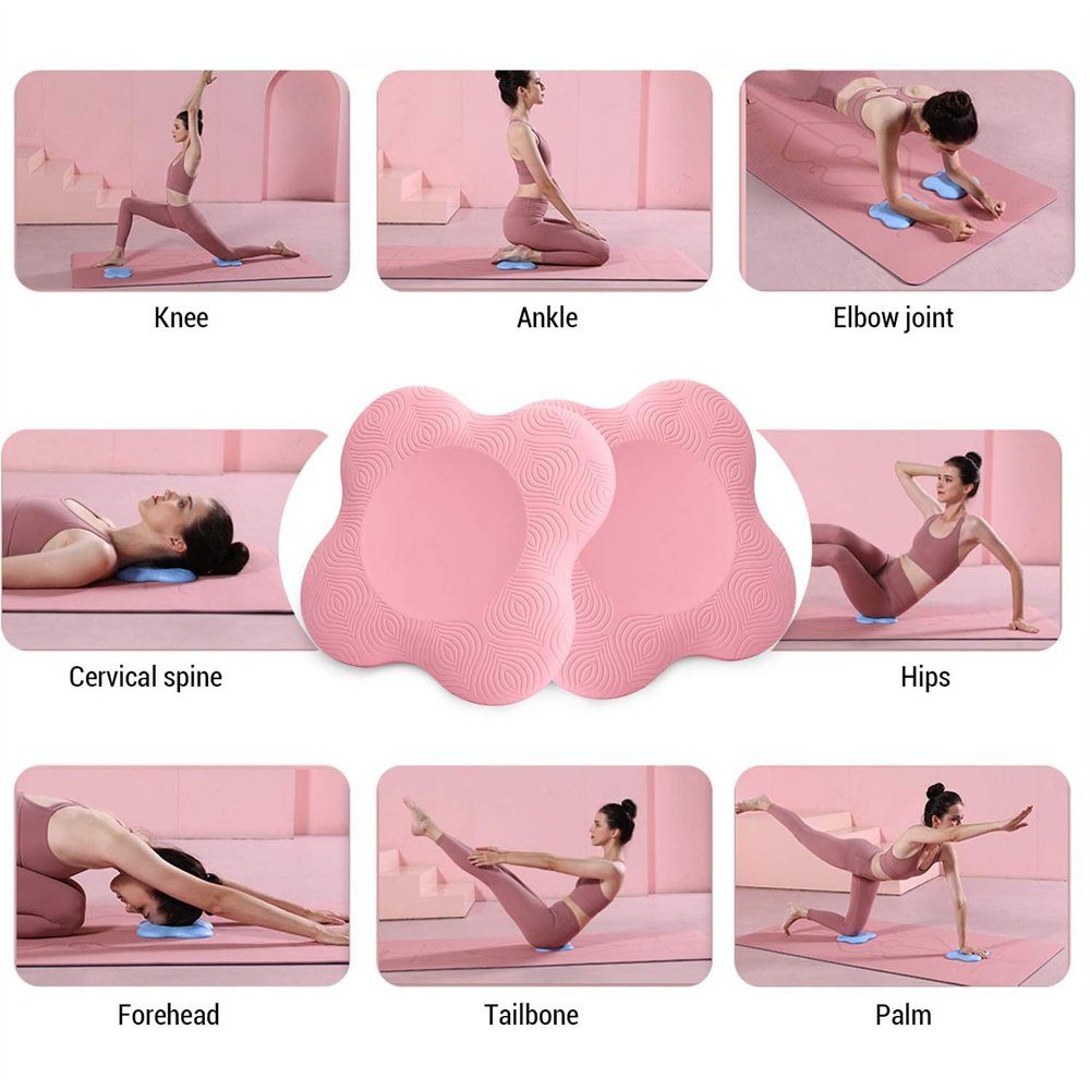 Runxizhou Kniekissen 2 Stücke Kniekissen Yoga, rutschfest Knieschoner Matte Set Rosa