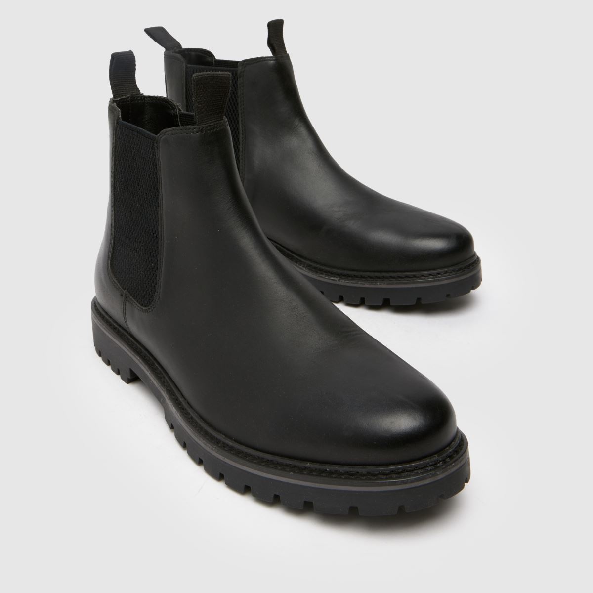 Schuh – Dawson – Svarta läderstövlar med bred passform