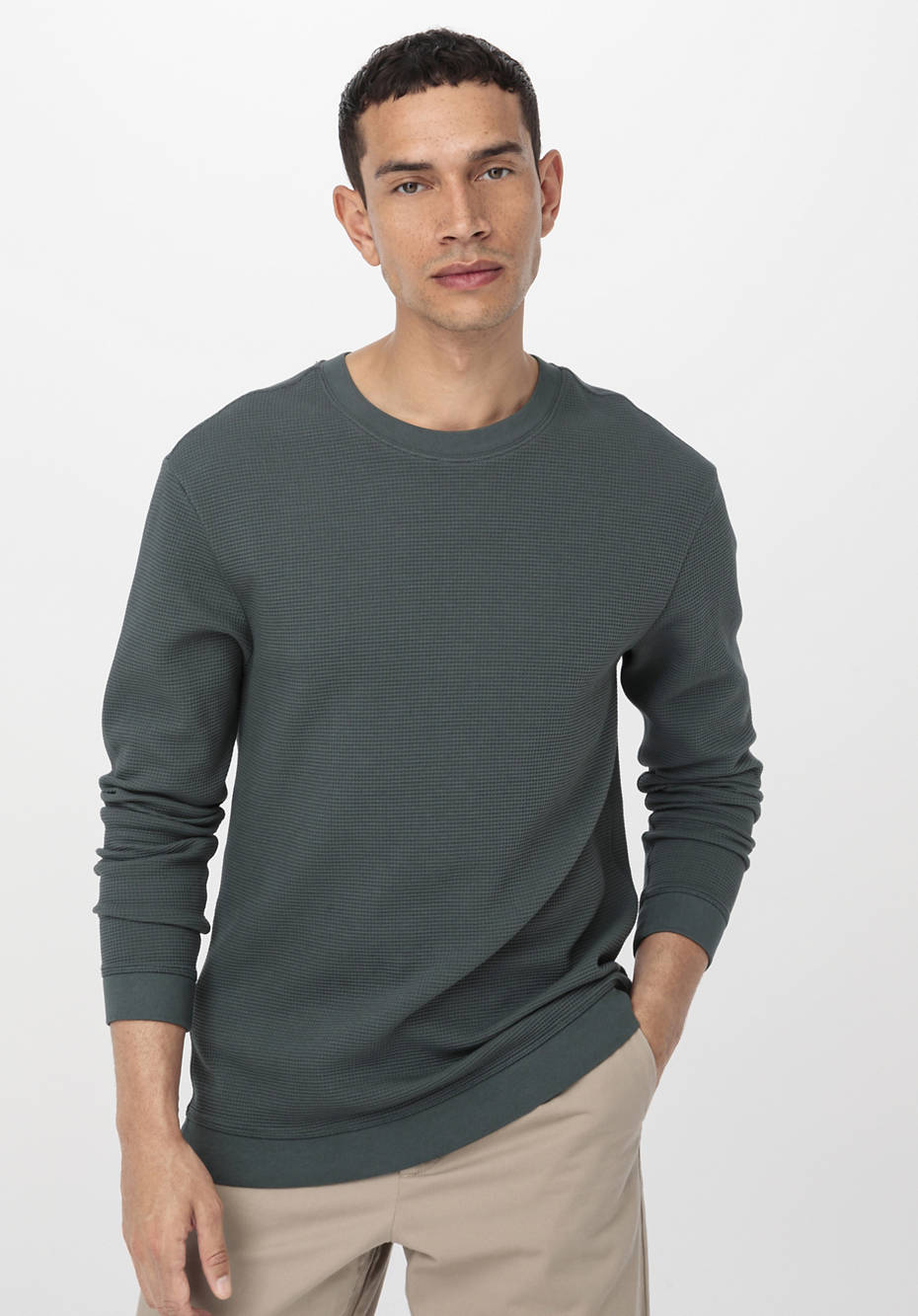 Waffelpiqué-Pullover Regular aus reiner Bio-Baumwolle