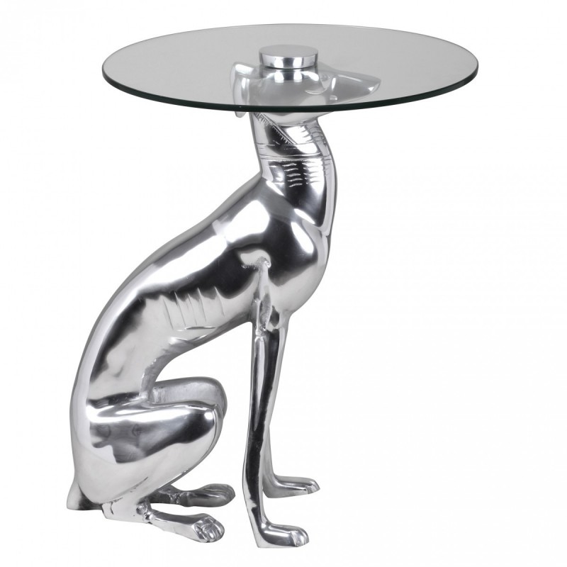 Wohnling Design Deko Beistelltisch Figur DOG aus Aluminium Farbe Silber