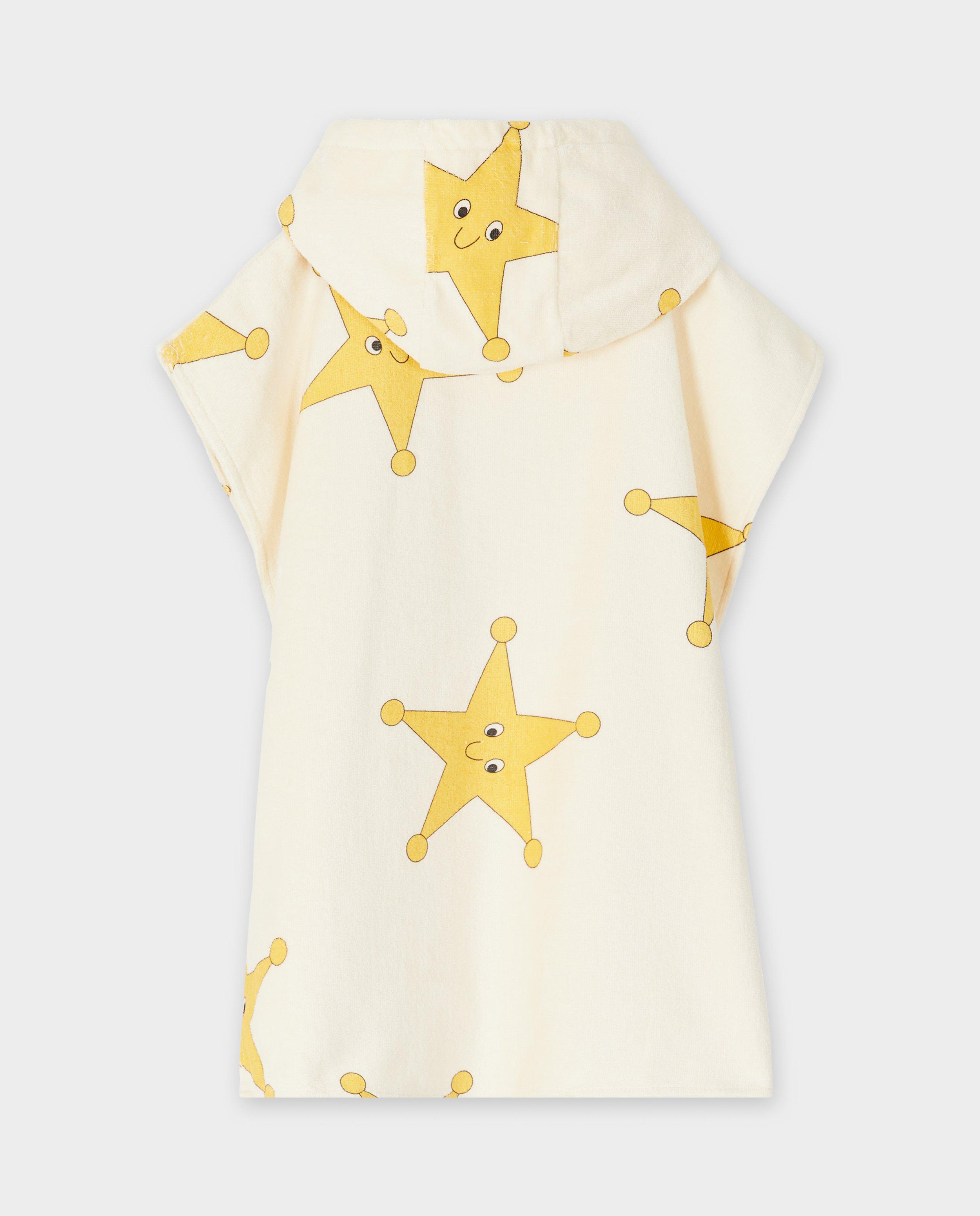 Poncho de baie Fred + Ginger cu imprimeu de stele, alb