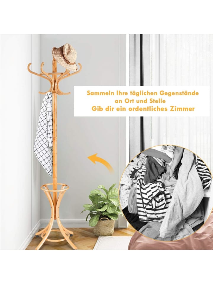 COSTWAY Garderobenständer in Hellbraun günstig kaufen 185 cm