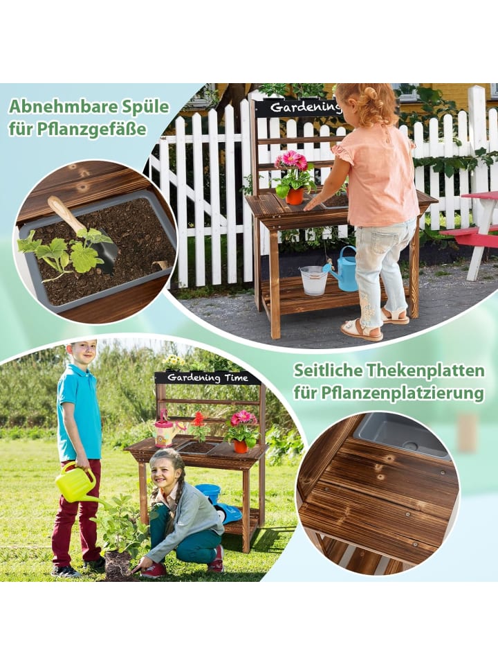 COSTWAY Matschküche Kinder Outdoor in Braun günstig kaufen onesize