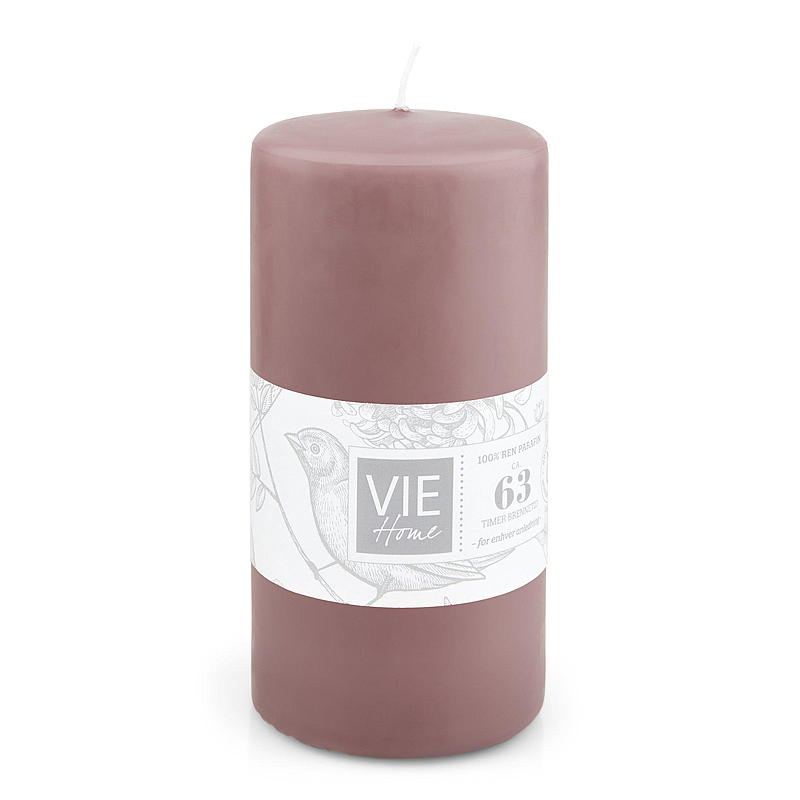 Vie Home Kubbelys 63 timer 6,8x14 cm parafin lys aubergine