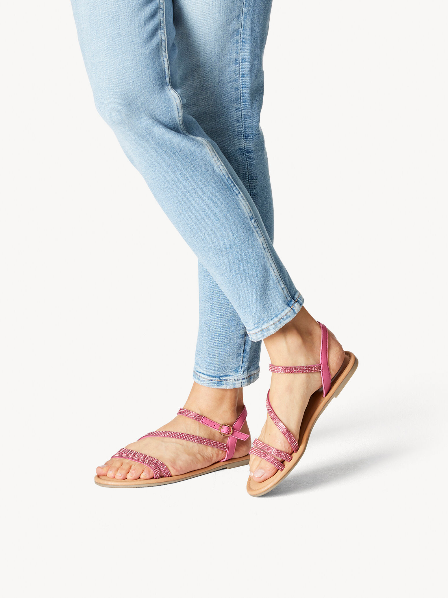 Sandale en cuir - rose fuchsia