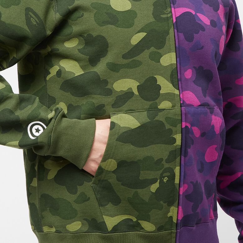A Bathing Ape Color Camo Seperate Shark Full Zip Hoodie green x yellow
