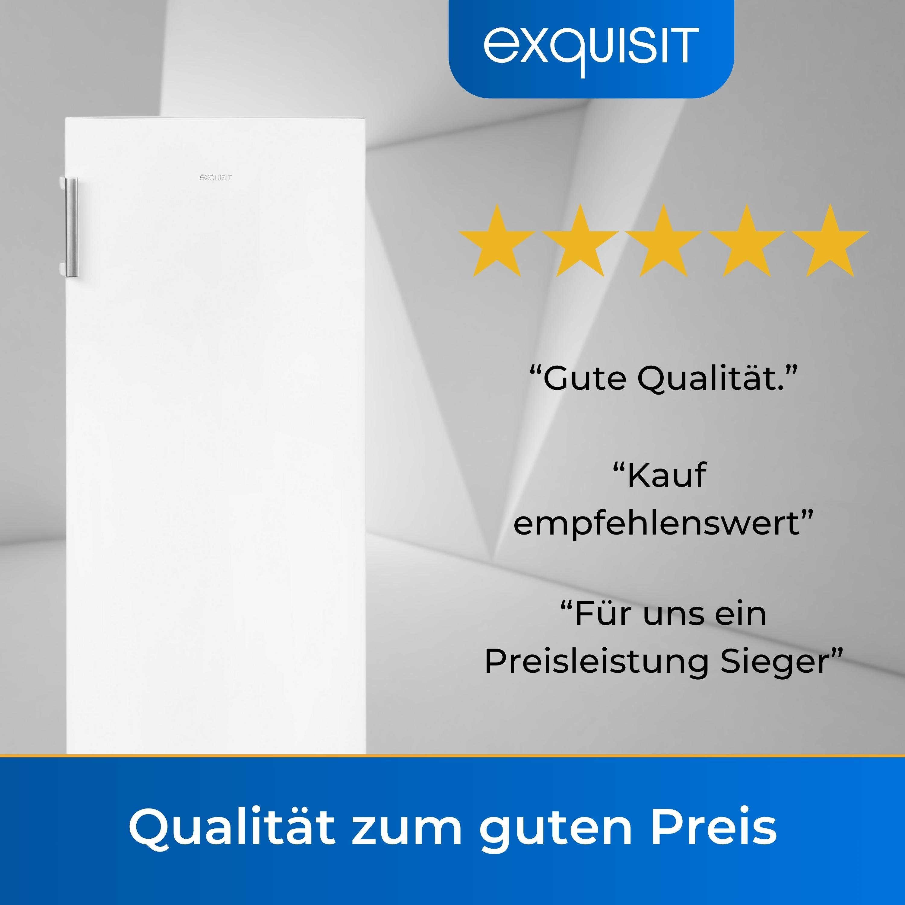 exquisit Gefrierschrank GS5231-NF-H-010E weiss, 143.5 cm hoch, 56 cm breit, XL-Lagerung mit komfortablen No Frost & Schnell-Gefrieren