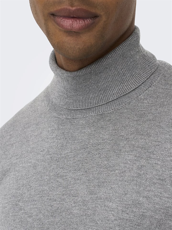ONLY & SONS Rollkragenpullover in Hellgrau günstig kaufen