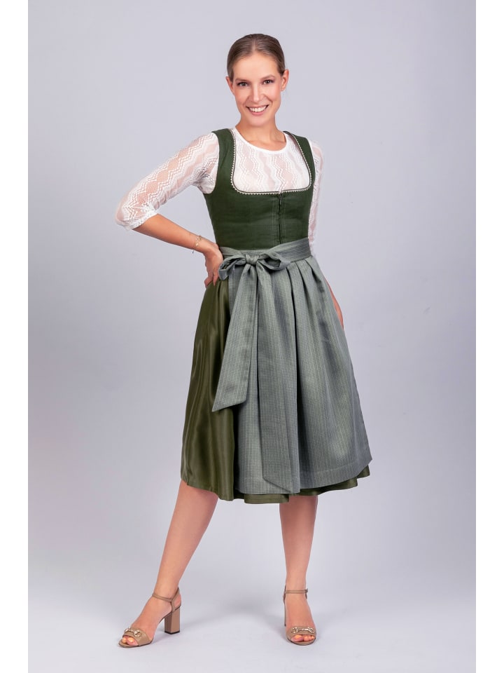 Edelnice Midi Dirndl Anni Leinen in grün günstig kaufen
