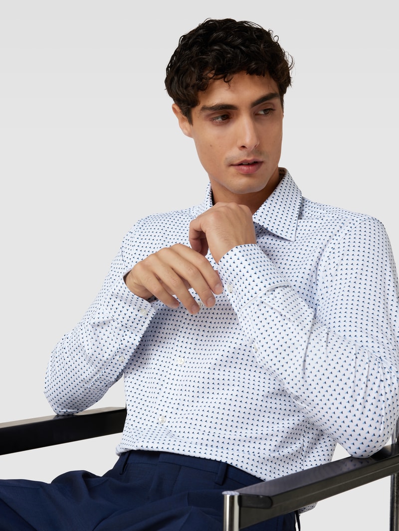 Performance Fit Freizeithemd mit Allover-Muster Modell 'Hank' in bleu