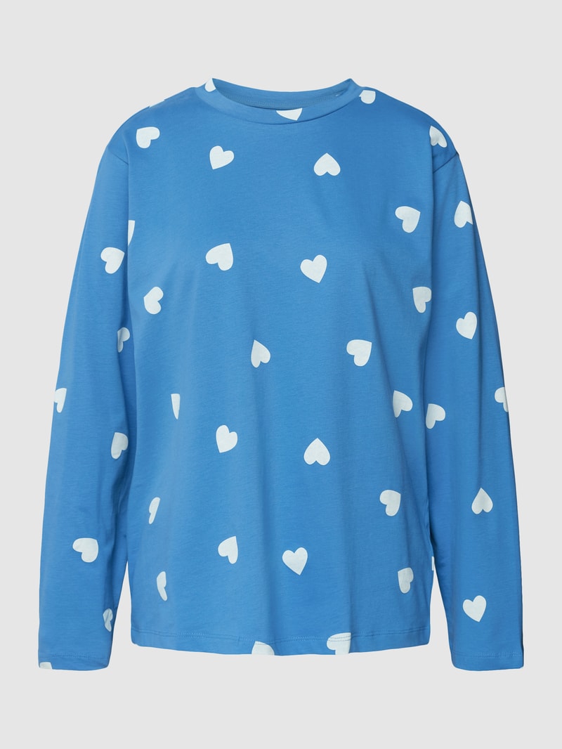 Pyjama-Oberteil mit Allover-Motiv-Print in blau