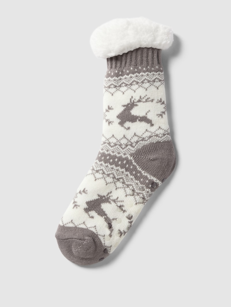 Socken in Strick-Optik in mittelgrau