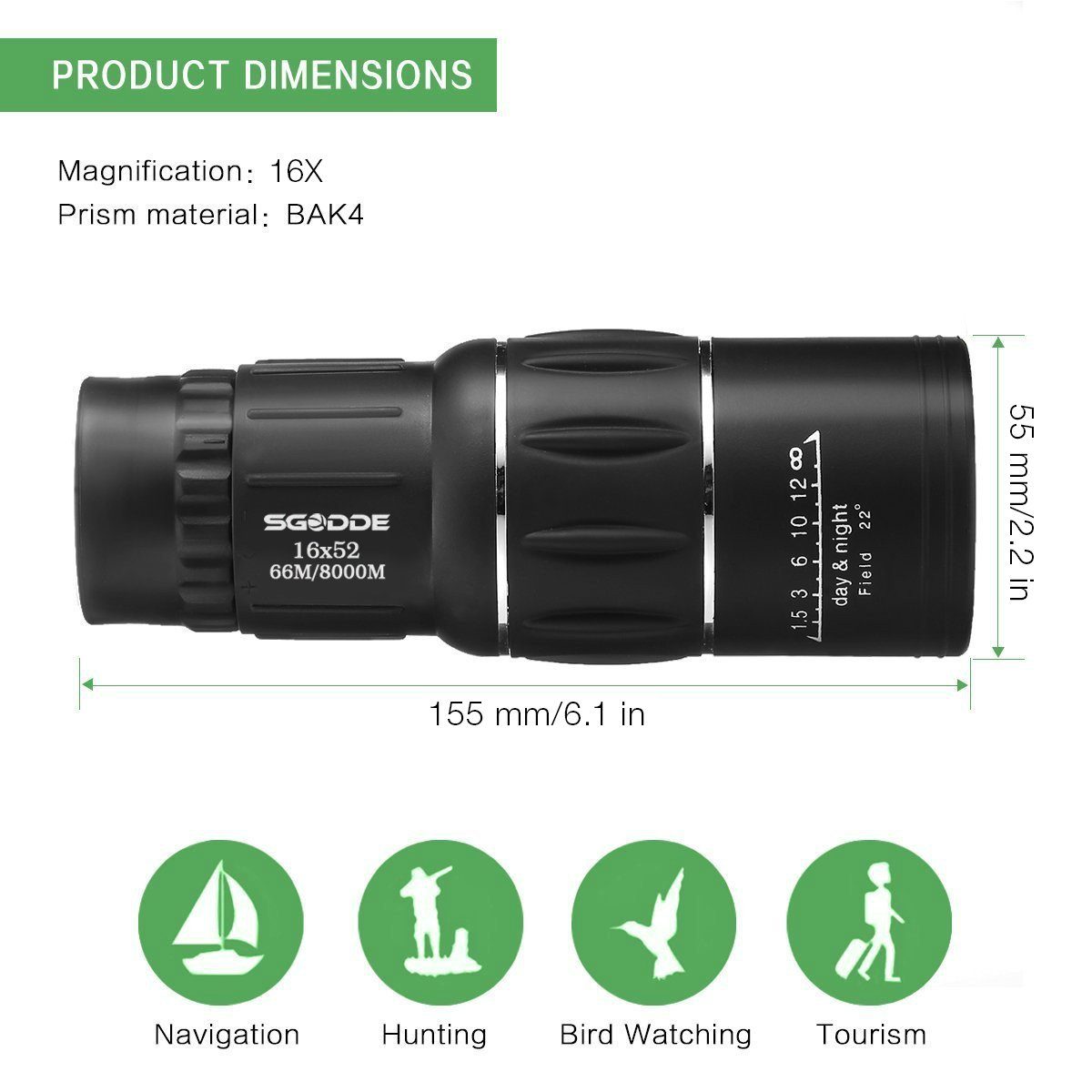 SGODDE Monocular Set für Smartphones für klare weite Sicht Monokular (weite klare Sicht, dank sofortiger Fokussierung, einfacher Aufbau)