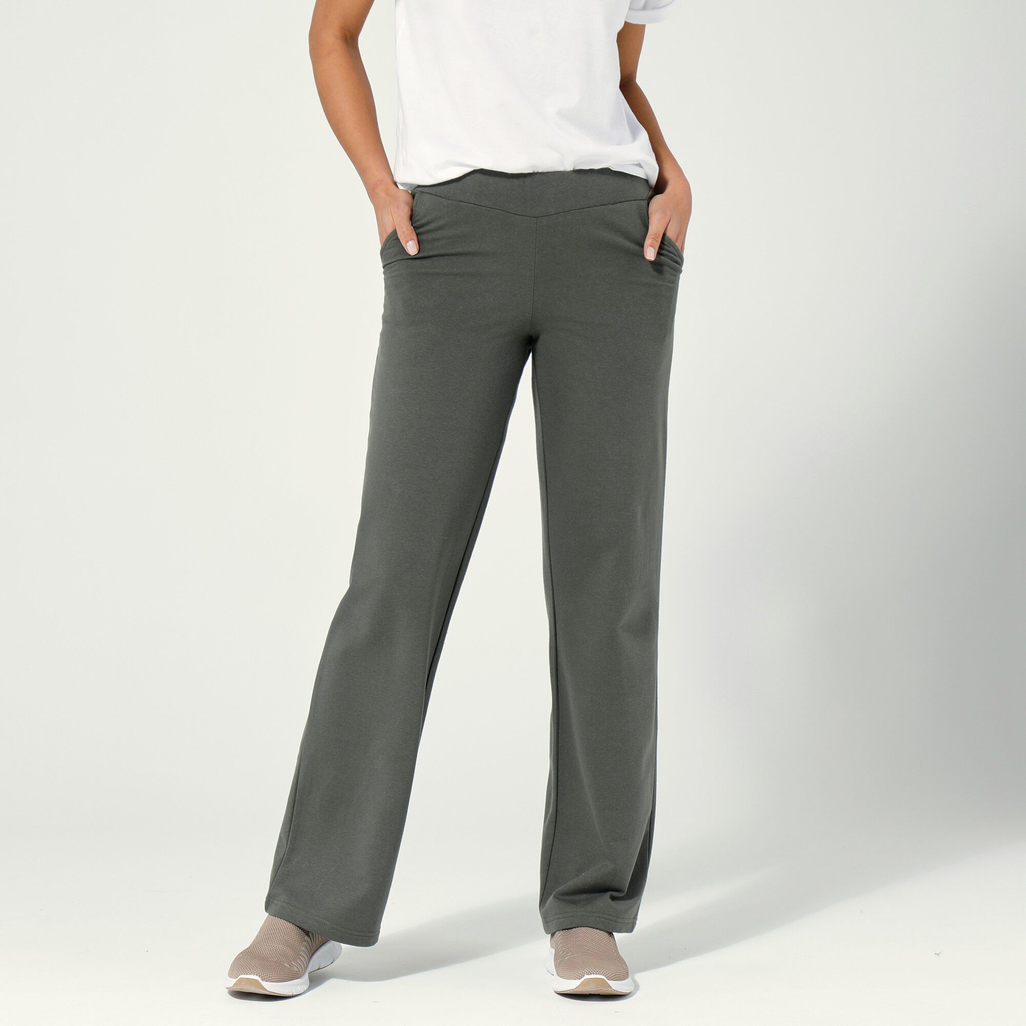 Pantalon coupe large molleton taille élastiquée