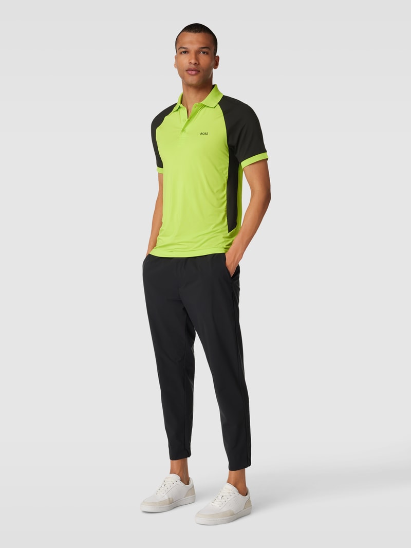 Poloshirt in Two-Tone-Machart Modell 'Pauletech' in neon grün