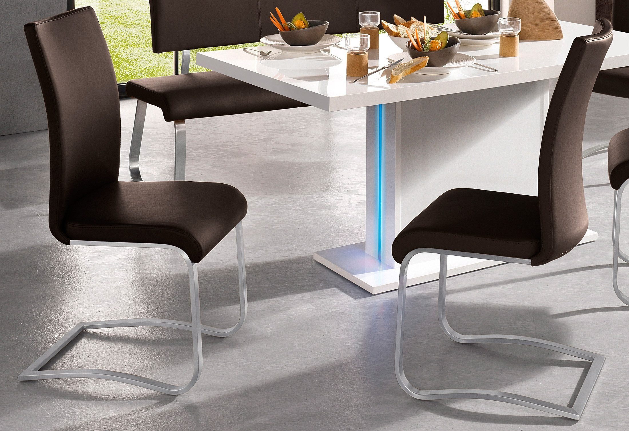 MCA furniture Freischwinger Arco (Set, 2 St), Stuhl mit Echtlederbezug, belastbar bis 130 Kg