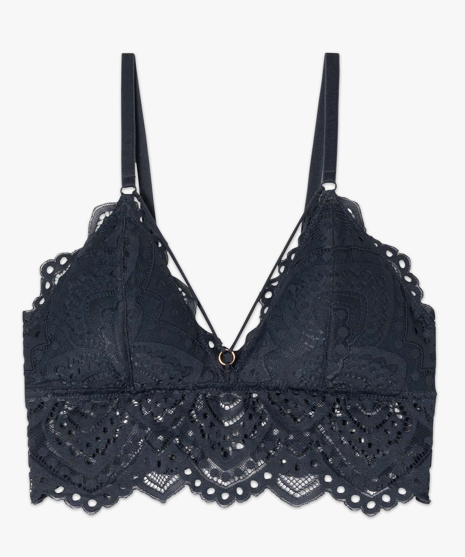 Soutien-gorge triangle en dentelle avec mousses amovibles blue black | GEMO