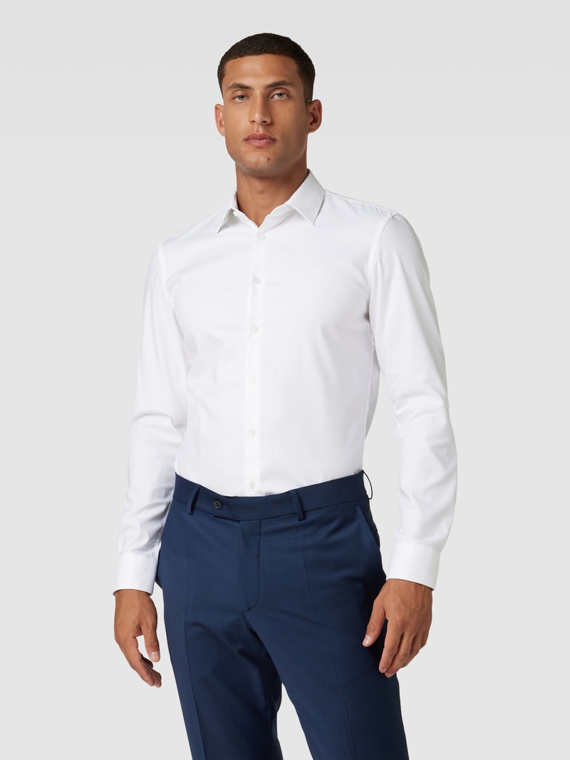Super Slim Fit Business-Hemd mit Kentkragen in weiß