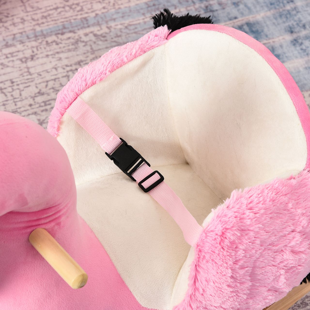 HOMCOM Schaukelpferd Schaukelspielzeug Flamingo mit Sicherheitsgurt Plüsch