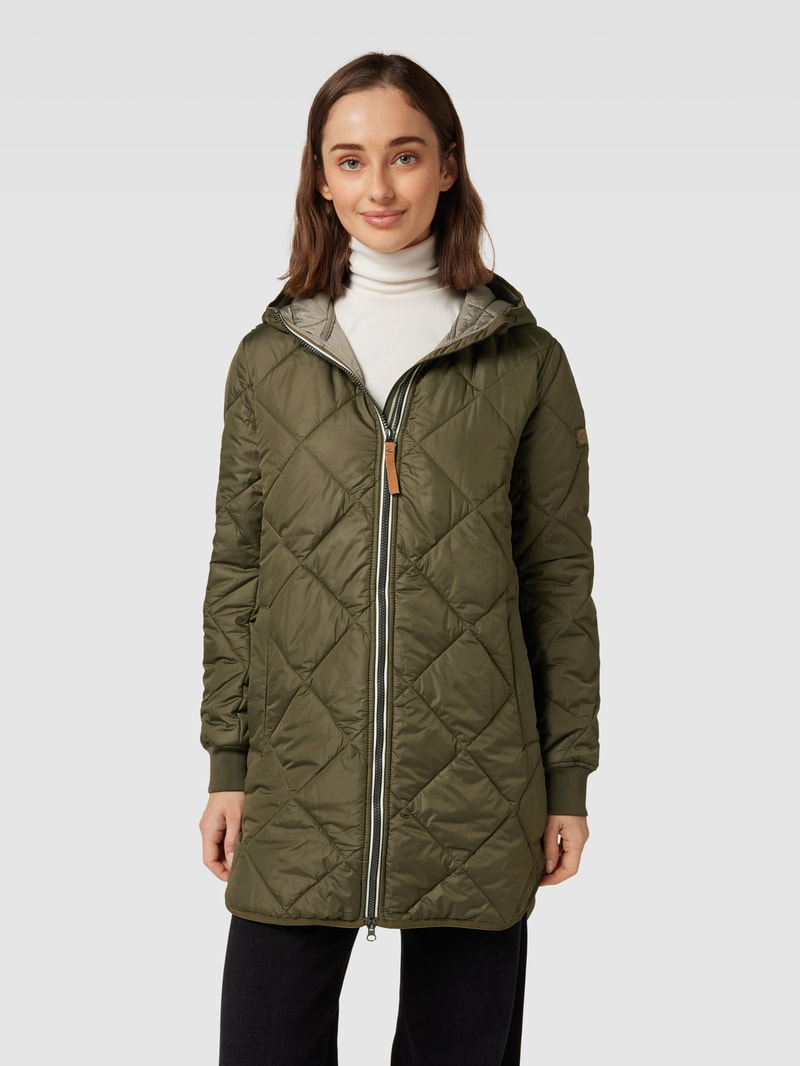 Steppjacke mit Kapuze Modell 'Quilted' in olivgrün