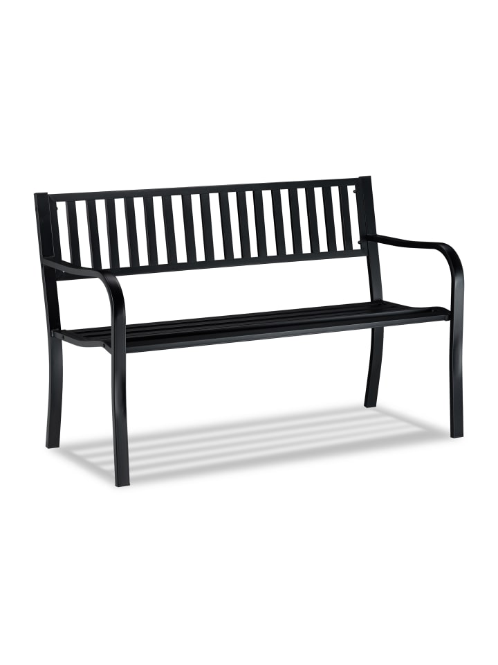 relaxdays Gartenbank in Schwarz - (B)127,5 x (H)82 x (T)59,5 cm günstig kaufen onesize