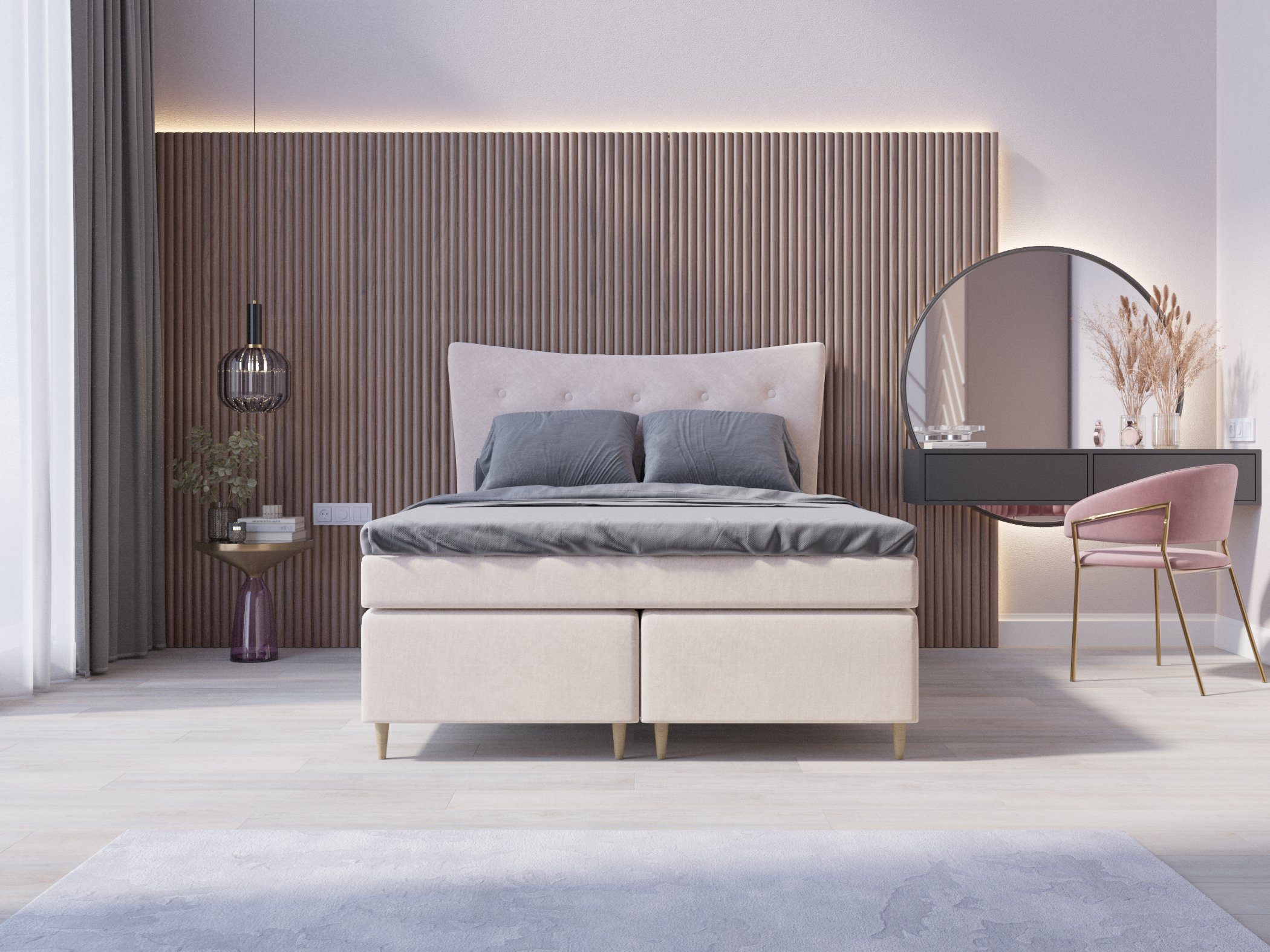 PANDA MÖBEL GmbH Boxspringbett Colorado, 140x200, 160x200, 180x200 Doppelbett, Polsterbett mit Kopfteil, Topper