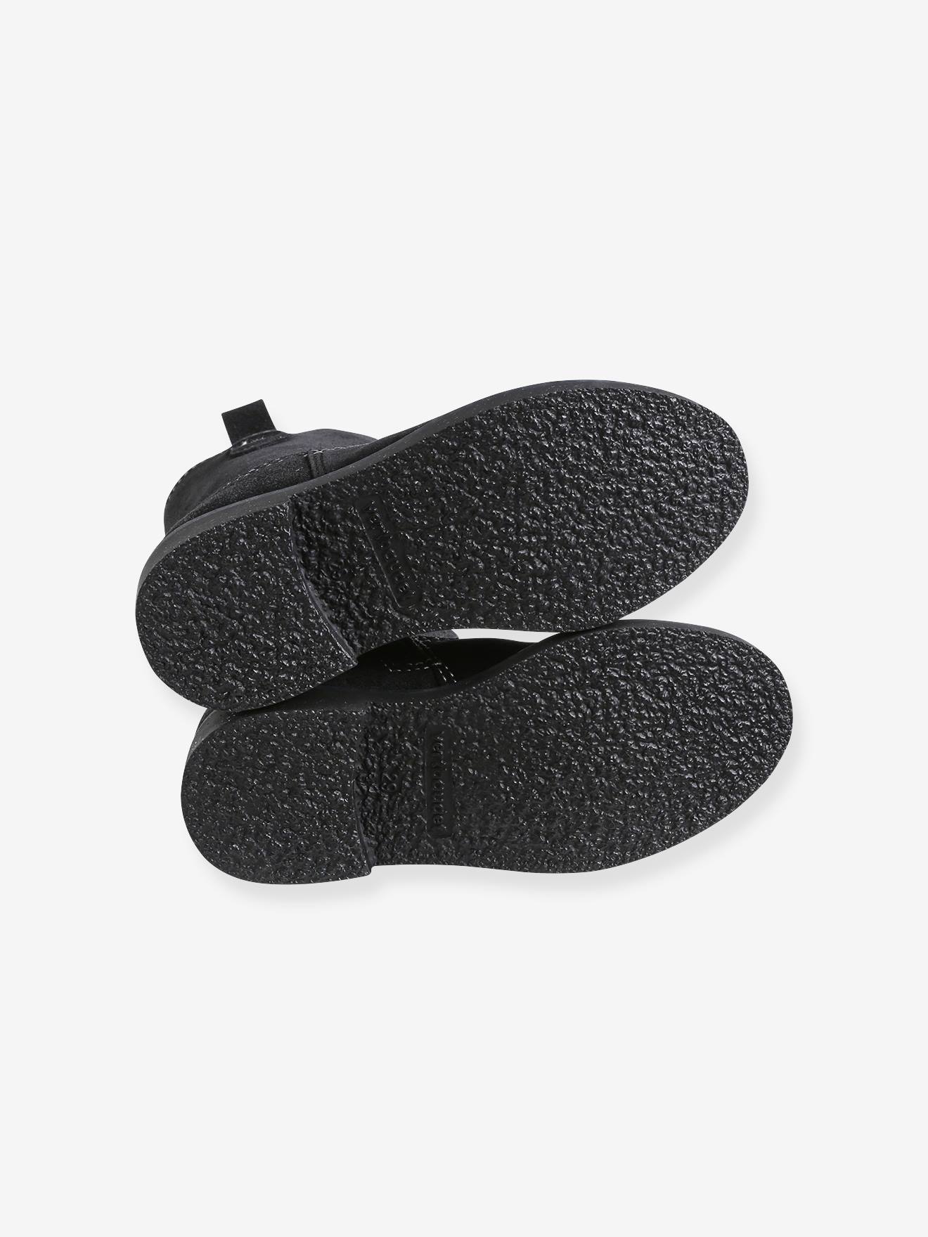 Boots hauts en cuir fille noir
