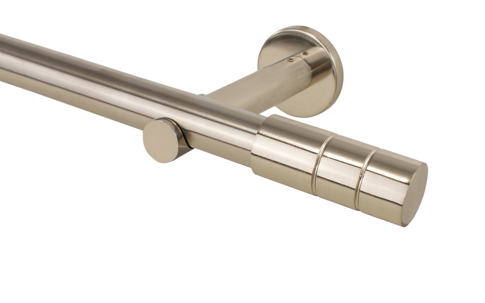 Gardinenstange 25 mm aus Metall Endstück Jolly Farbe Edelstahl Wandmontage, iso-design, Ø 25 mm, 1-läufig, Fixmaß, Metall