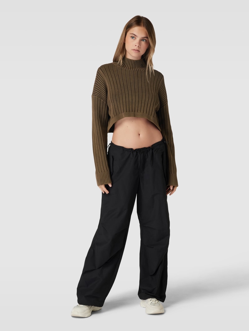 Cropped Strickpullover mit Strukturmuster in haselnuss braun