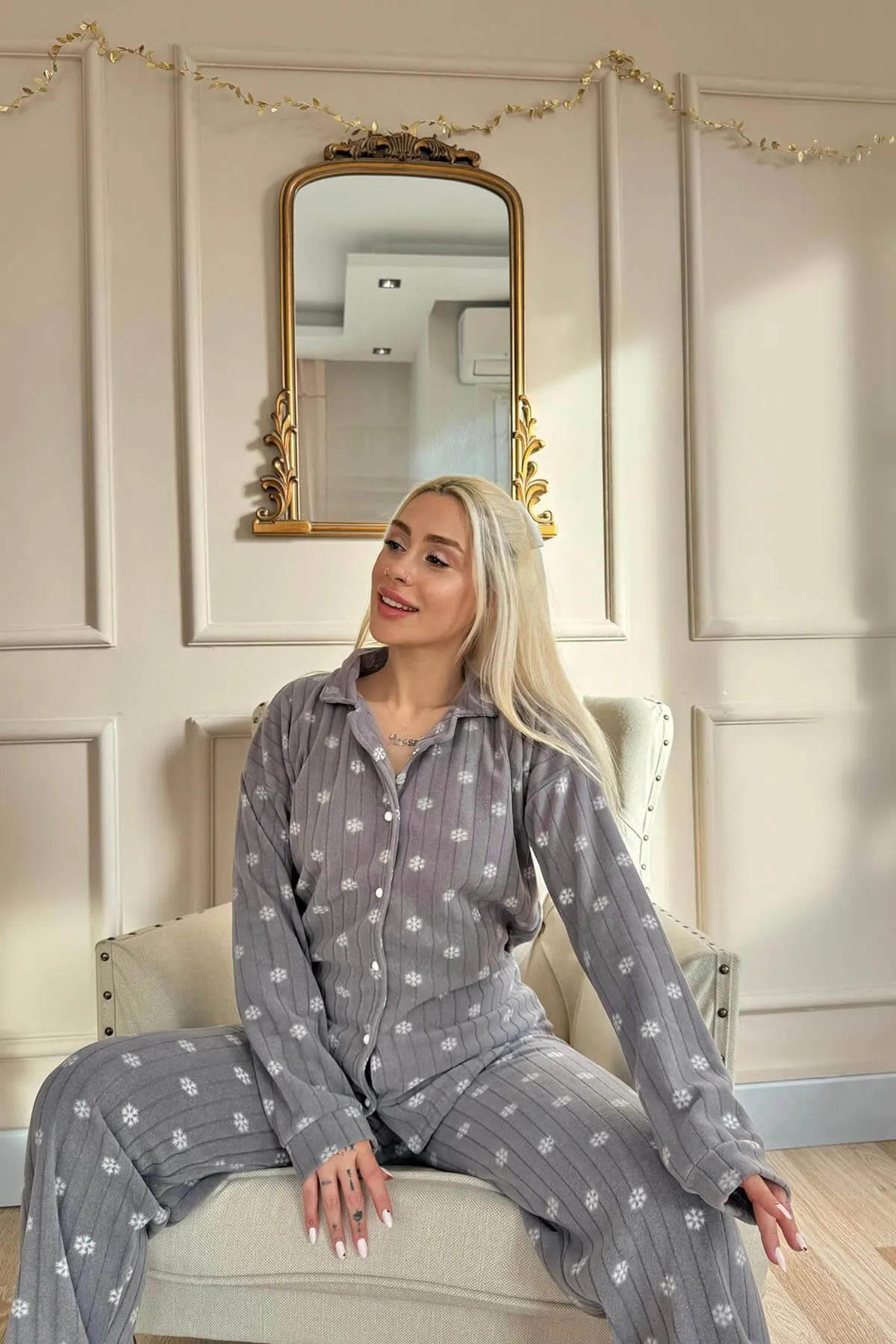 Pijamaevi  Pyjama set - Grau - Pünktchen