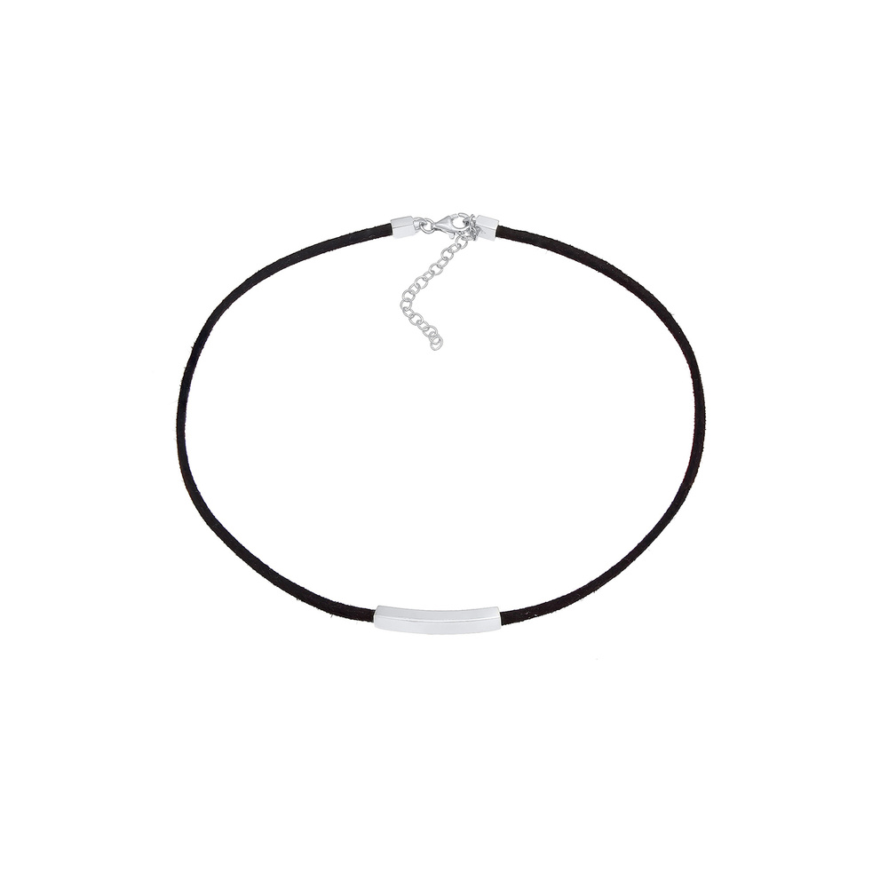 Elli Elli Collier Plaque de bracelet pour dames Tendance textile noire en argent sterl collier