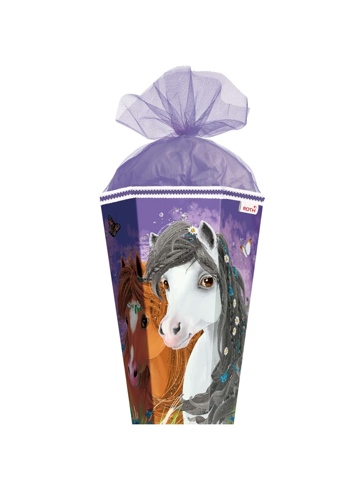 ROTH Schultüte groß Blumenpferde 85 cm, Glitter in Lila günstig kaufen onesize