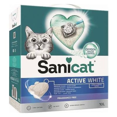 6 l / 10 l Sanicat Active Katzenstreu + Federwedel gratis!
