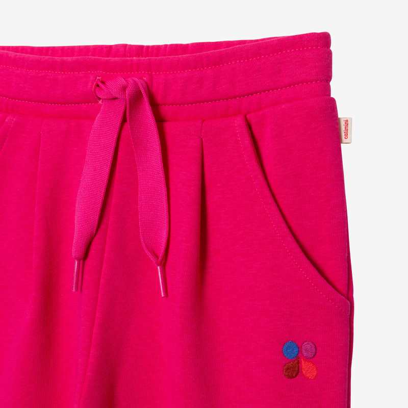 Jogging fille rose logo brodé en coton recyclé Catimini