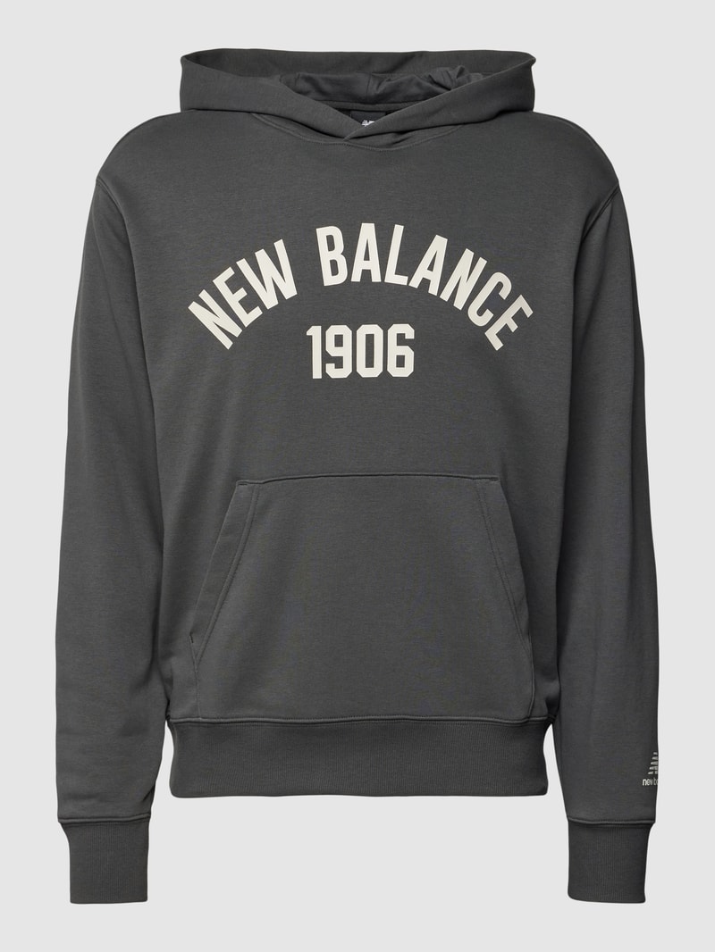 Hoodie mit Label-Print und Känguru-Tasche in anthrazit