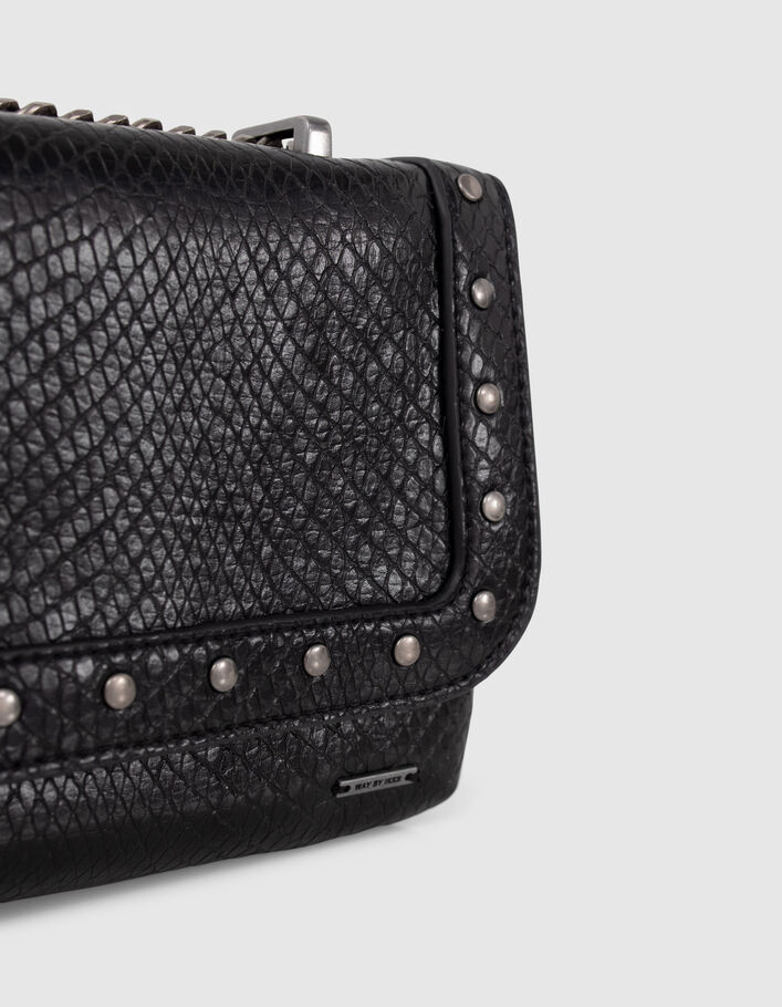Sac à main noir embossé effet python fille