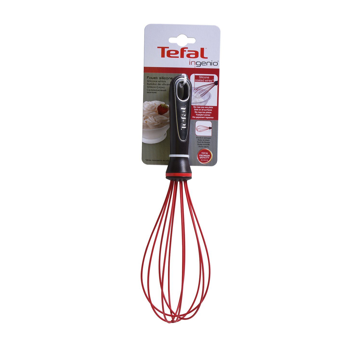 Tefal Schneebesen Rührbesen Ingenio K20717, aus Silikon hitzebeständig bis zu 250°C zum Anrühren und Aufschlagen